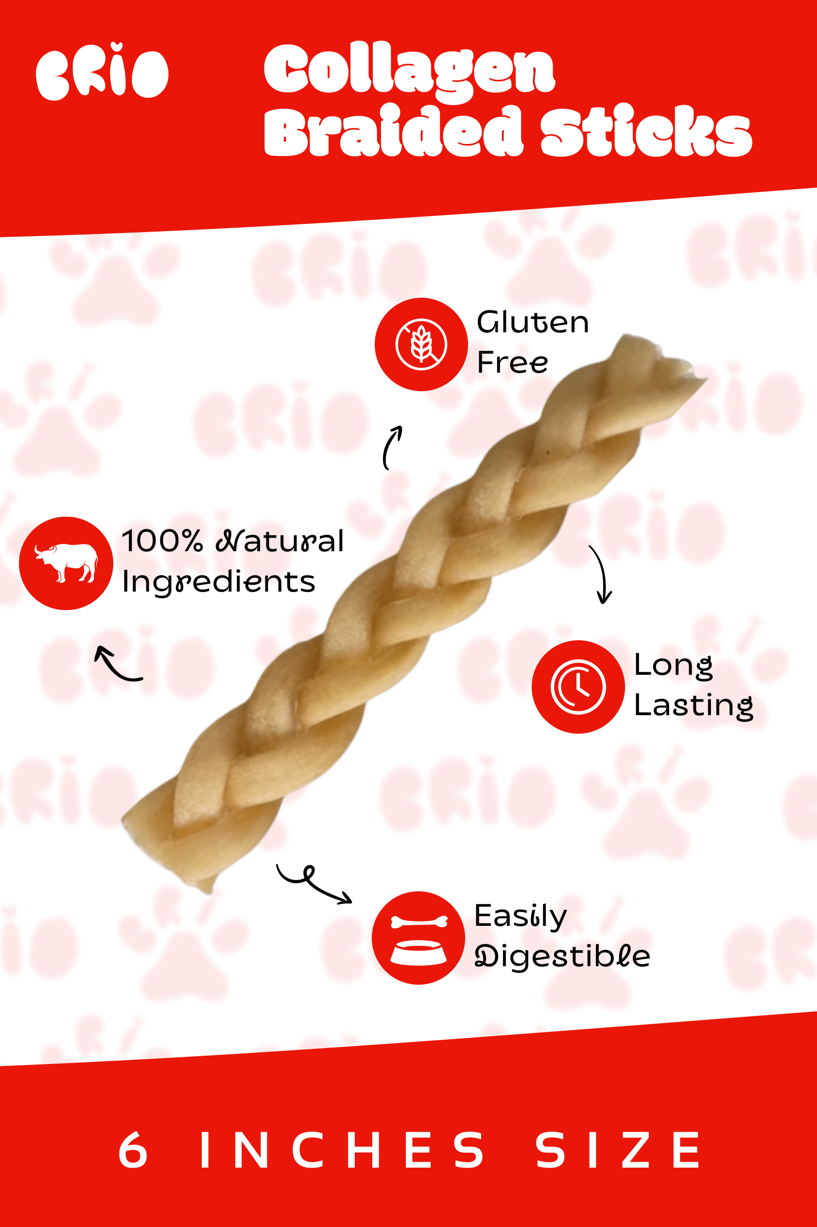 Buffalo Collagen Braided Stick
