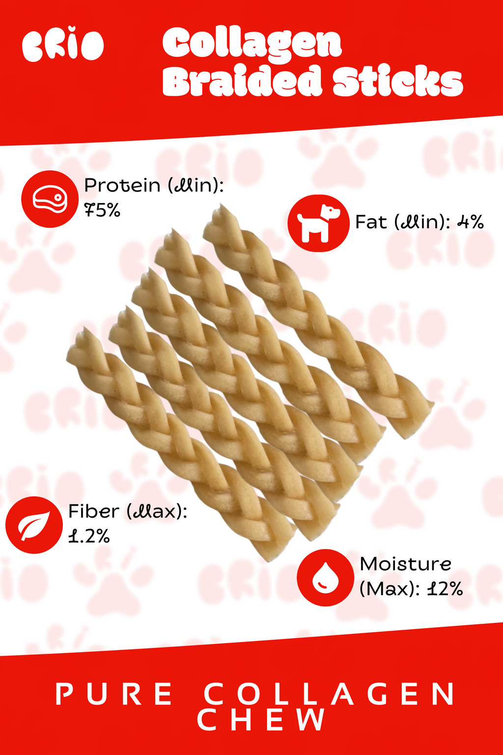 Buffalo Collagen Braided Stick